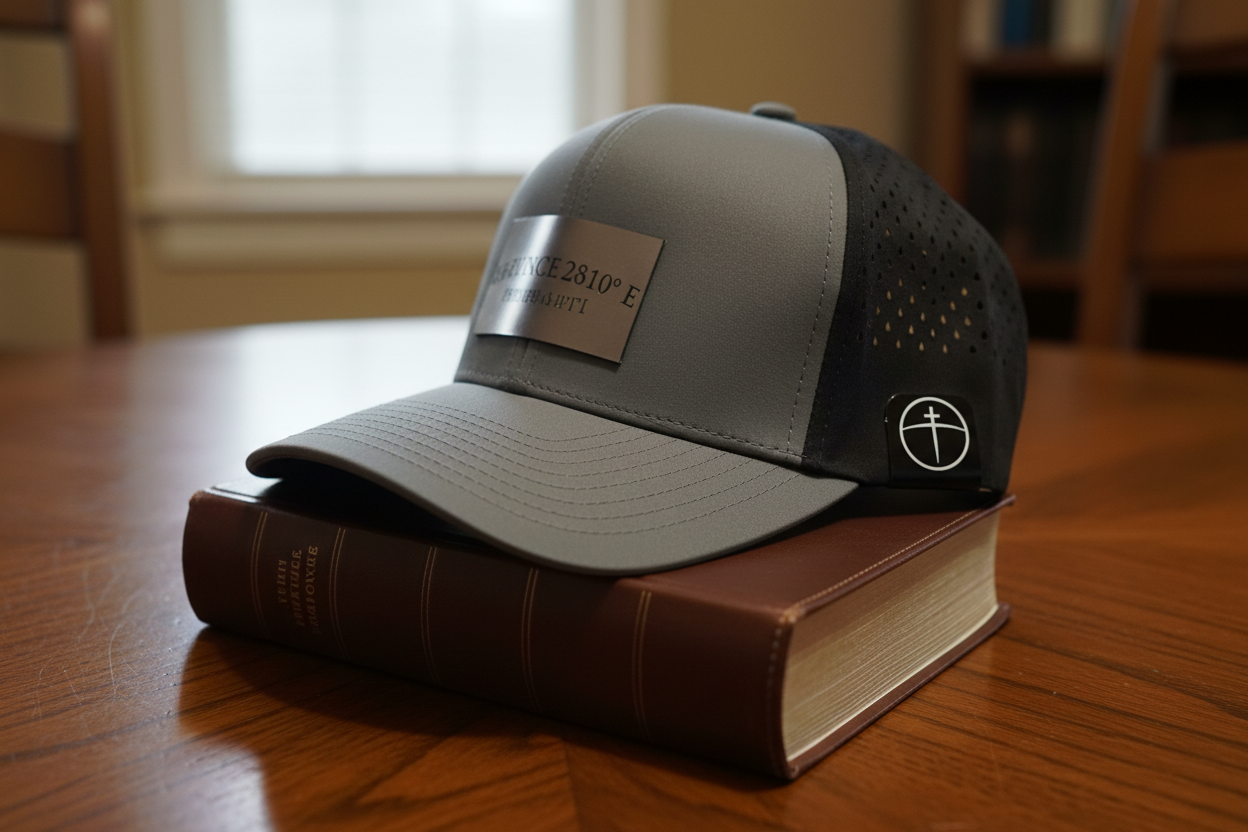 Golgotha Coordinates Hat | Acrylic Patch | Waterproof 6 Panel | Black/Black - Broken to Risen