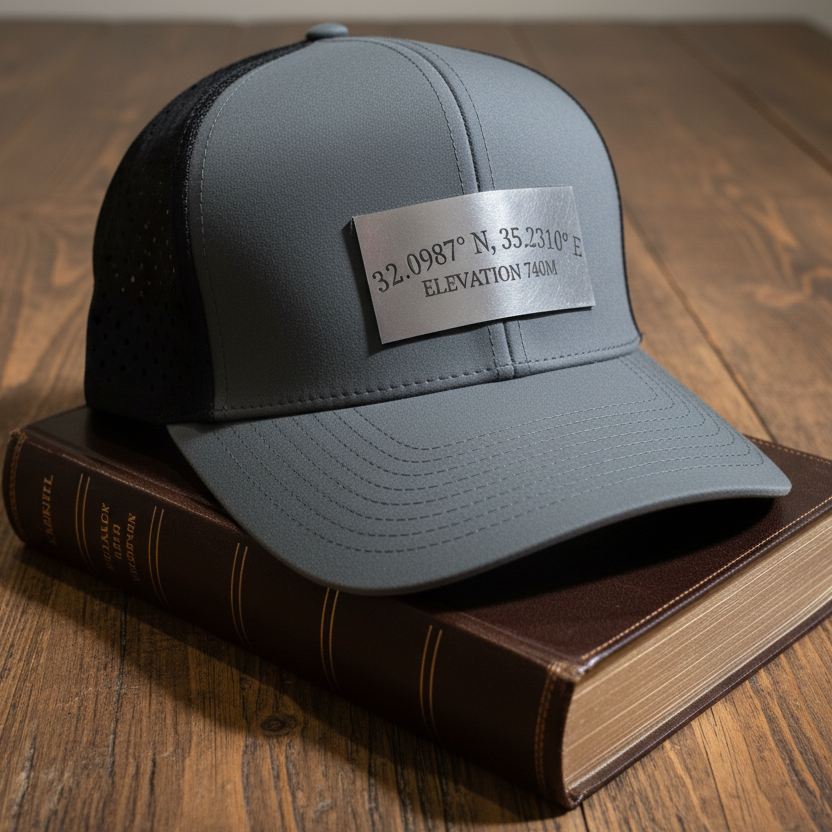 Golgotha Coordinates Hat | Acrylic Patch | Waterproof 6 Panel | Black/Black - Broken to Risen