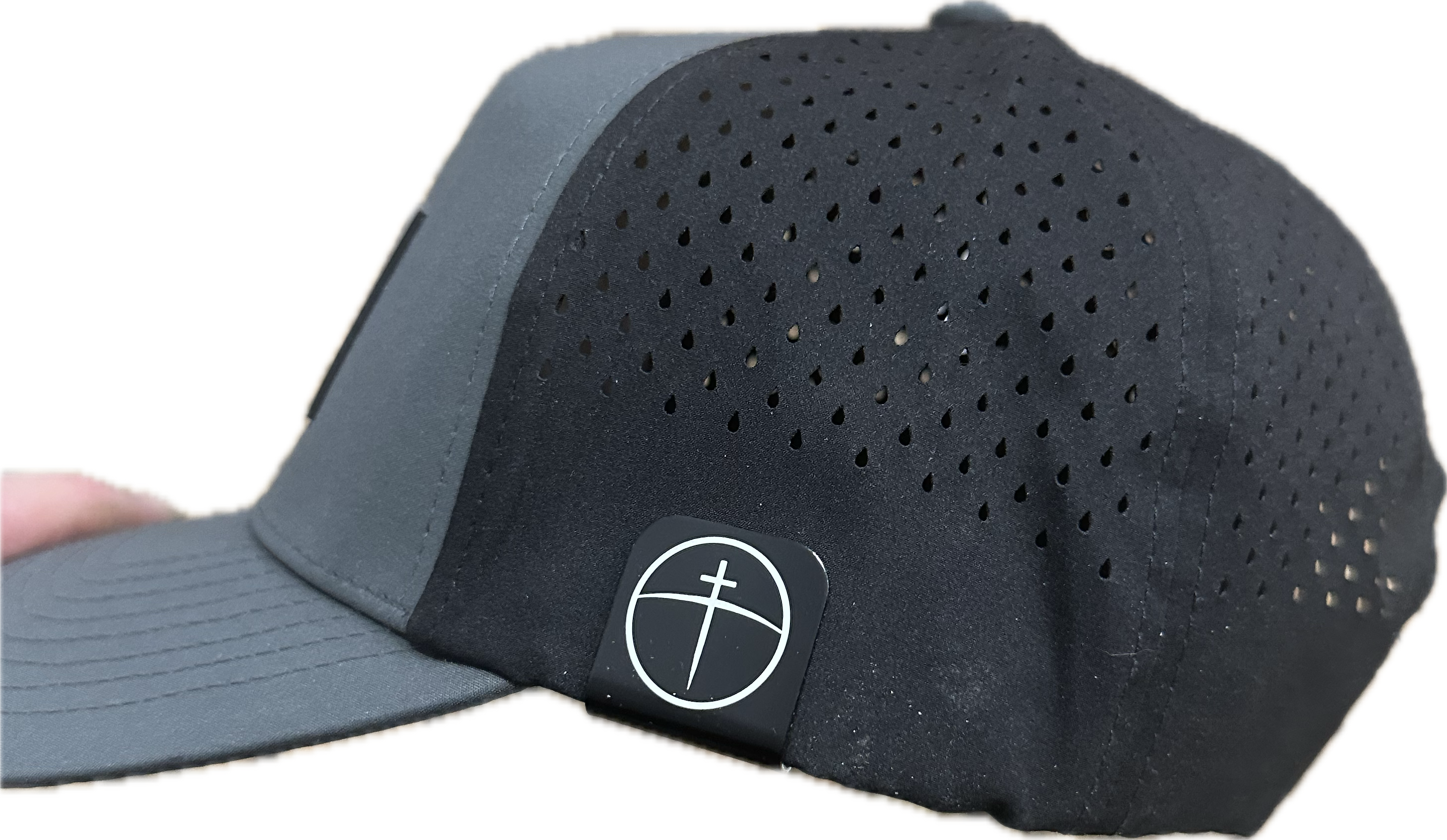 Golgotha Coordinates Hat | Acrylic Patch | Waterproof 6 Panel | Charcoal/Black - Broken to Risen