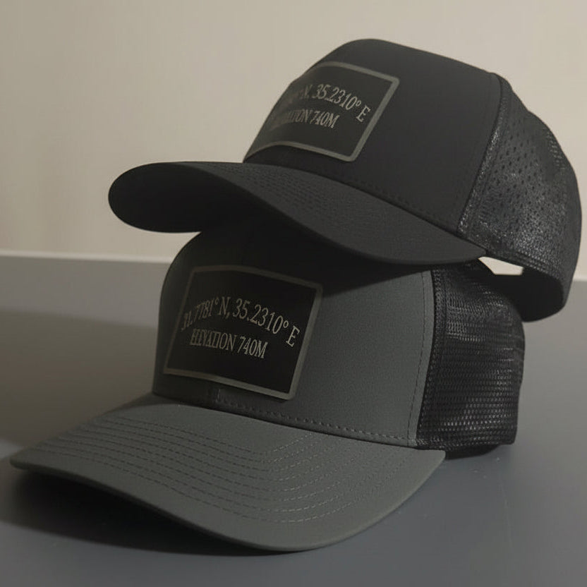 Golgotha Coordinates Hat | Silicon Patch | Waterproof 6 Panel | Charcoal/Black - Broken to Risen