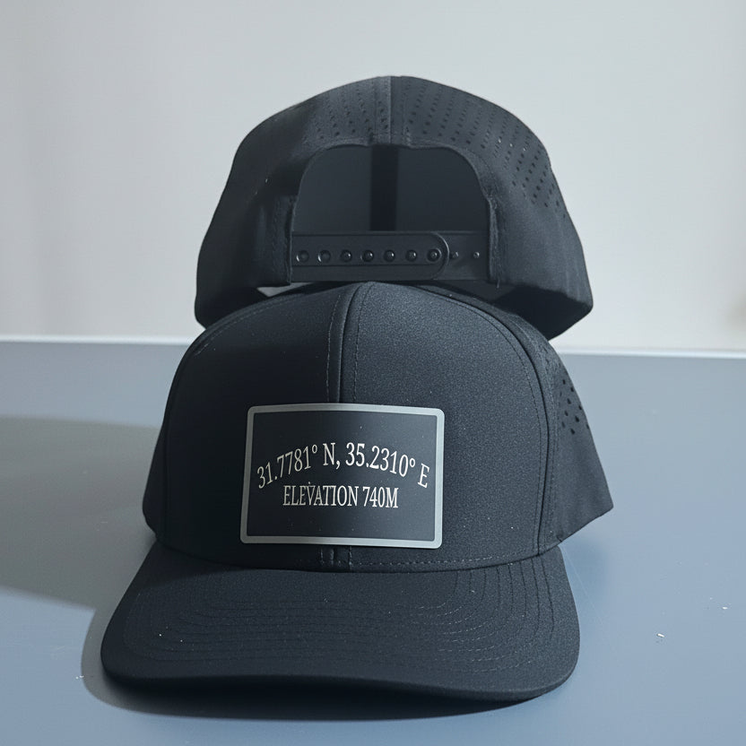 Golgotha Coordinates Hat | Silicon Patch | Waterproof 6 Panel | Charcoal/Black - Broken to Risen