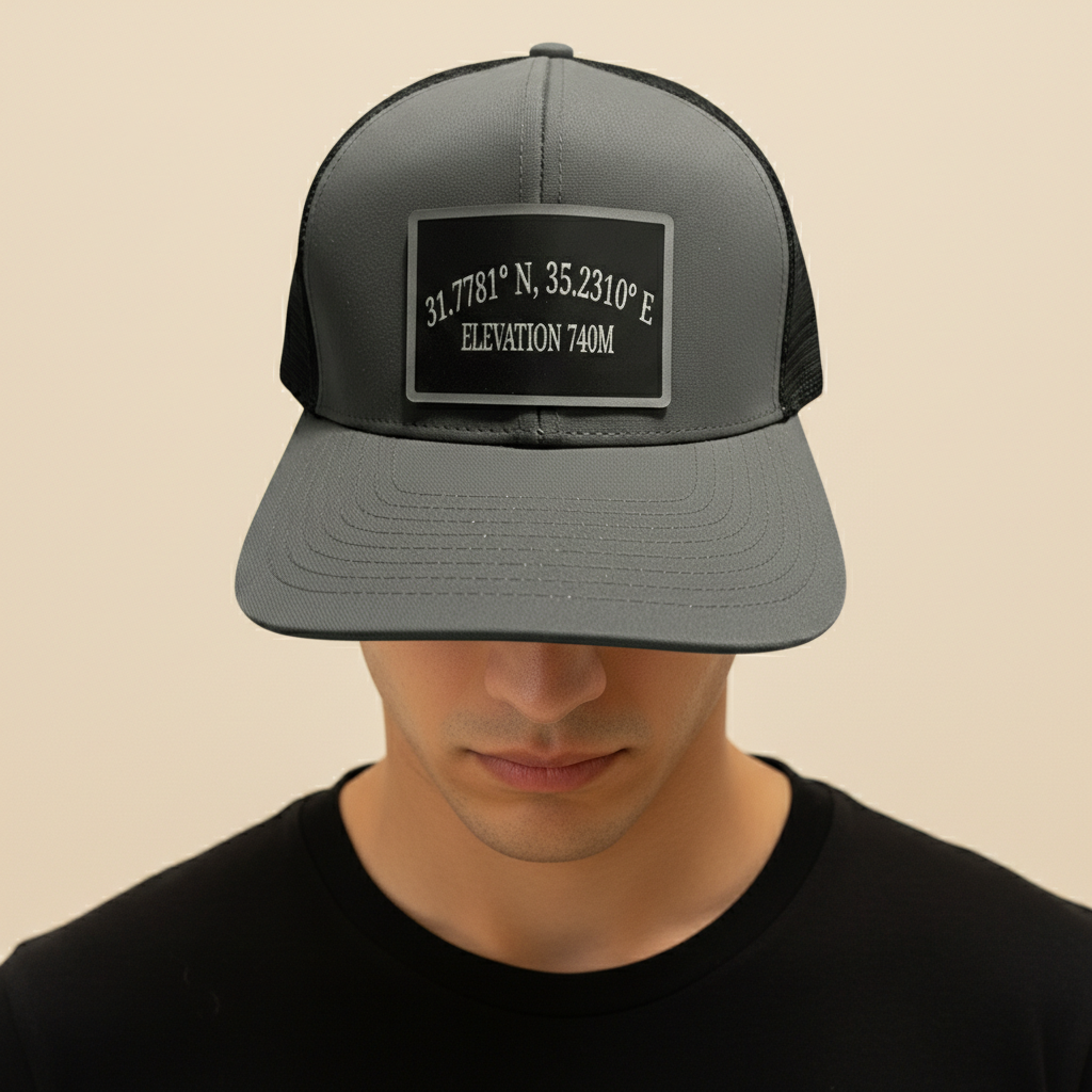 Golgotha Coordinates Hat | Silicon Patch | Waterproof 6 Panel | Charcoal/Black - Broken to Risen