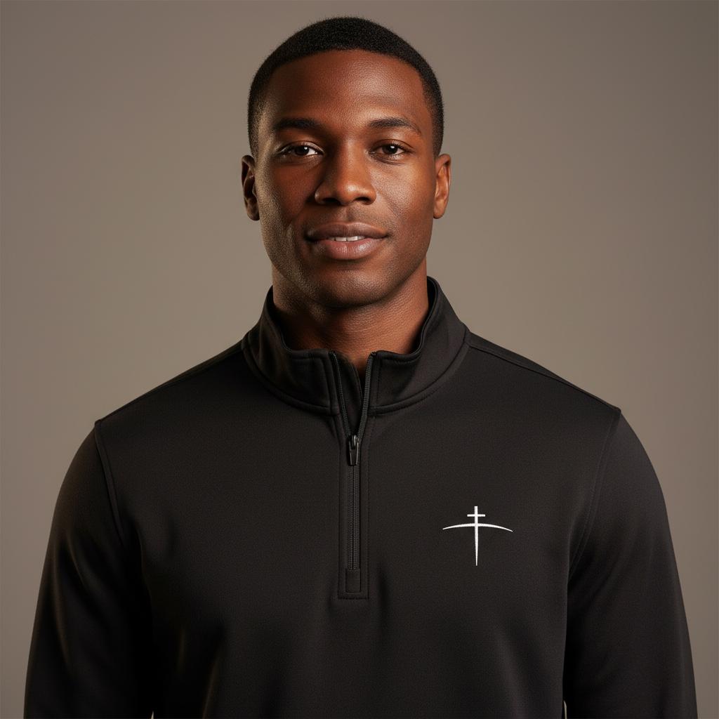 TravisMathew Black 1/4 Zip – Cross on the Horizon (Limited Drop) - Broken to Risen
