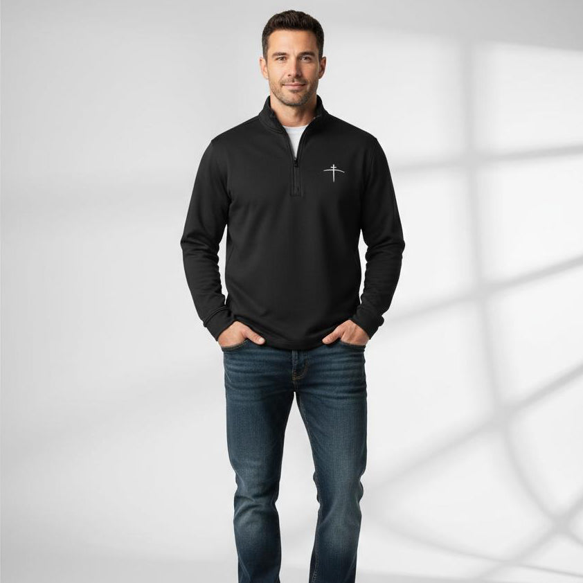 TravisMathew Black 1/4 Zip – Cross on the Horizon (Limited Drop) - Broken to Risen