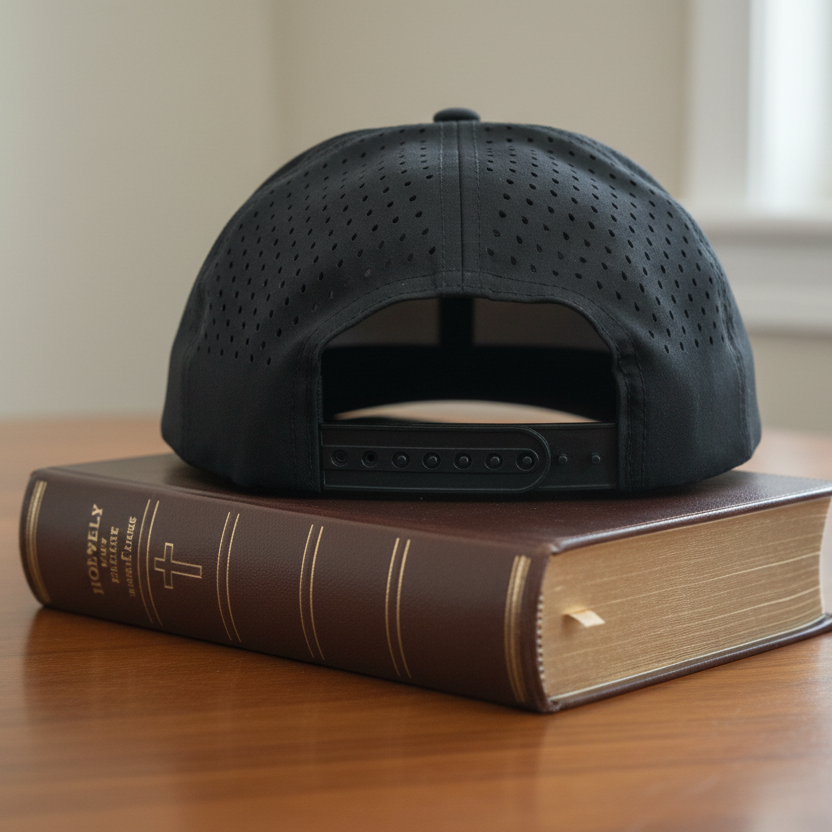 Golgotha Coordinates Hat | Acrylic Patch | Waterproof 6 Panel | Black/Black - Broken to Risen
