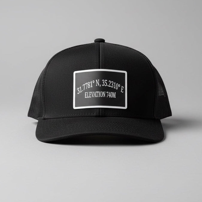Golgotha Coordinates Hat | Silicon Patch | Waterproof 6 Panel | Charcoal/Black - Broken to Risen