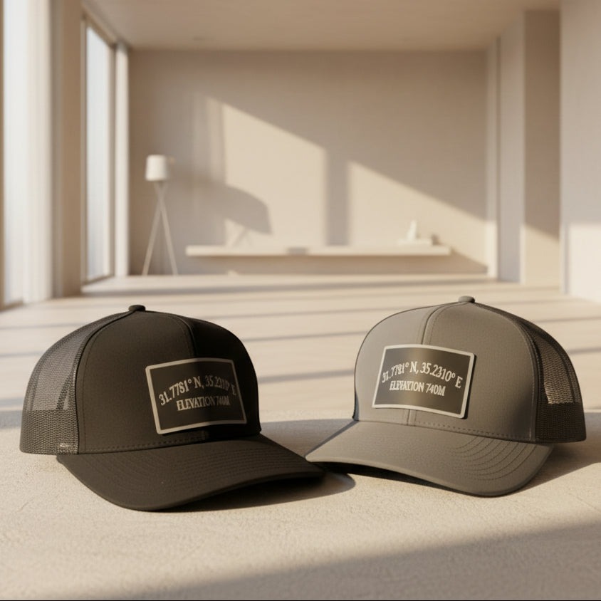 Golgotha Coordinates Hat | Silicon Patch | Waterproof 6 Panel | Charcoal/Black - Broken to Risen