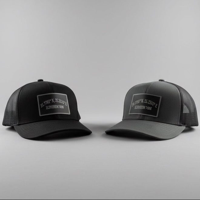Golgotha Coordinates Hat | Silicon Patch | Waterproof 6 Panel | Charcoal/Black - Broken to Risen