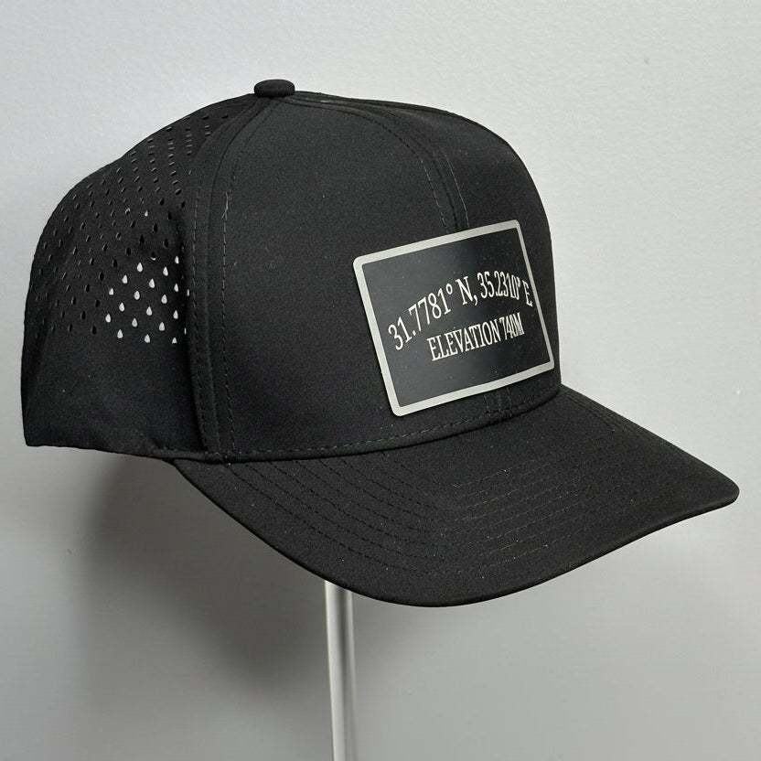 Golgotha Coordinates Hat | Silicon Patch | Waterproof 6 Panel | Charcoal/Black - Broken to Risen