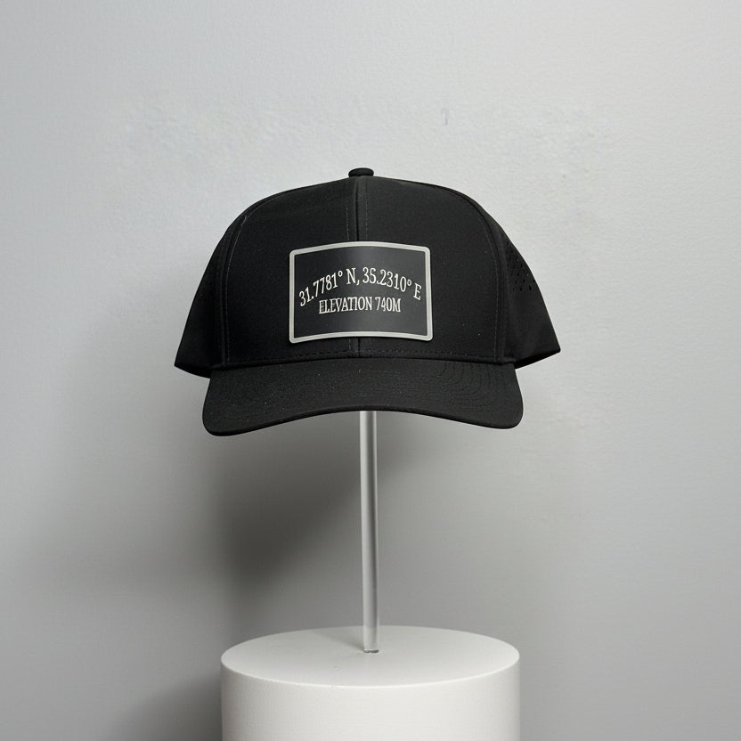 Golgotha Coordinates Hat | Silicon Patch | Waterproof 6 Panel | Charcoal/Black - Broken to Risen