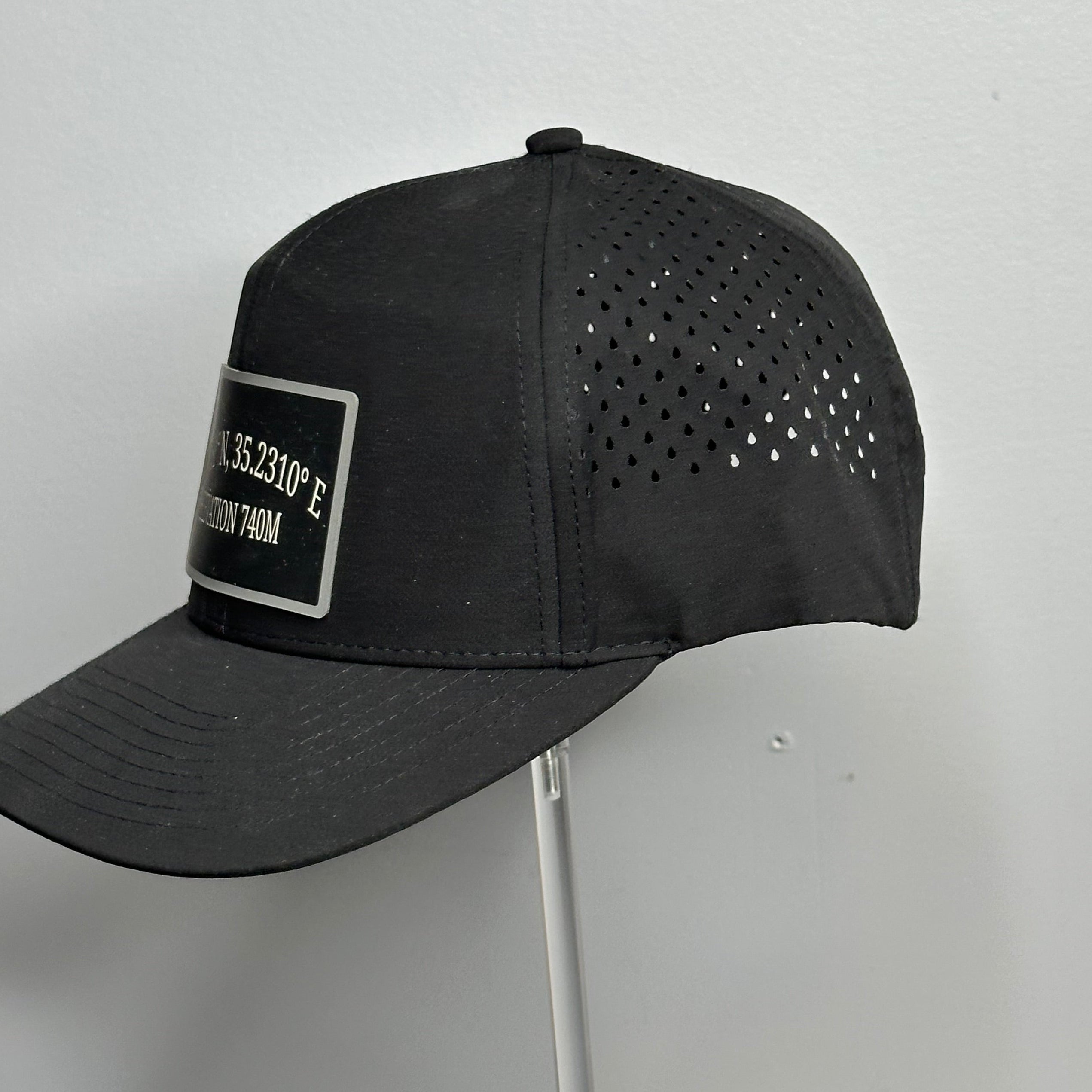 Golgotha Coordinates Hat | Silicon Patch | Waterproof 6 Panel | Charcoal/Black - Broken to Risen