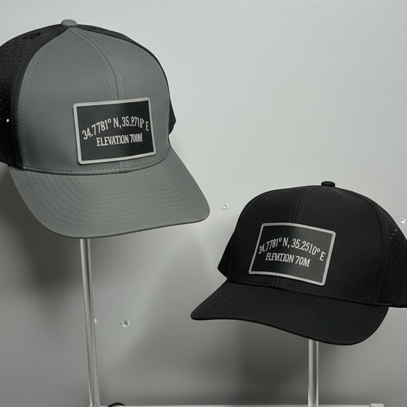 Golgotha Coordinates Hat | Silicon Patch | Waterproof 6 Panel | Charcoal/Black - Broken to Risen