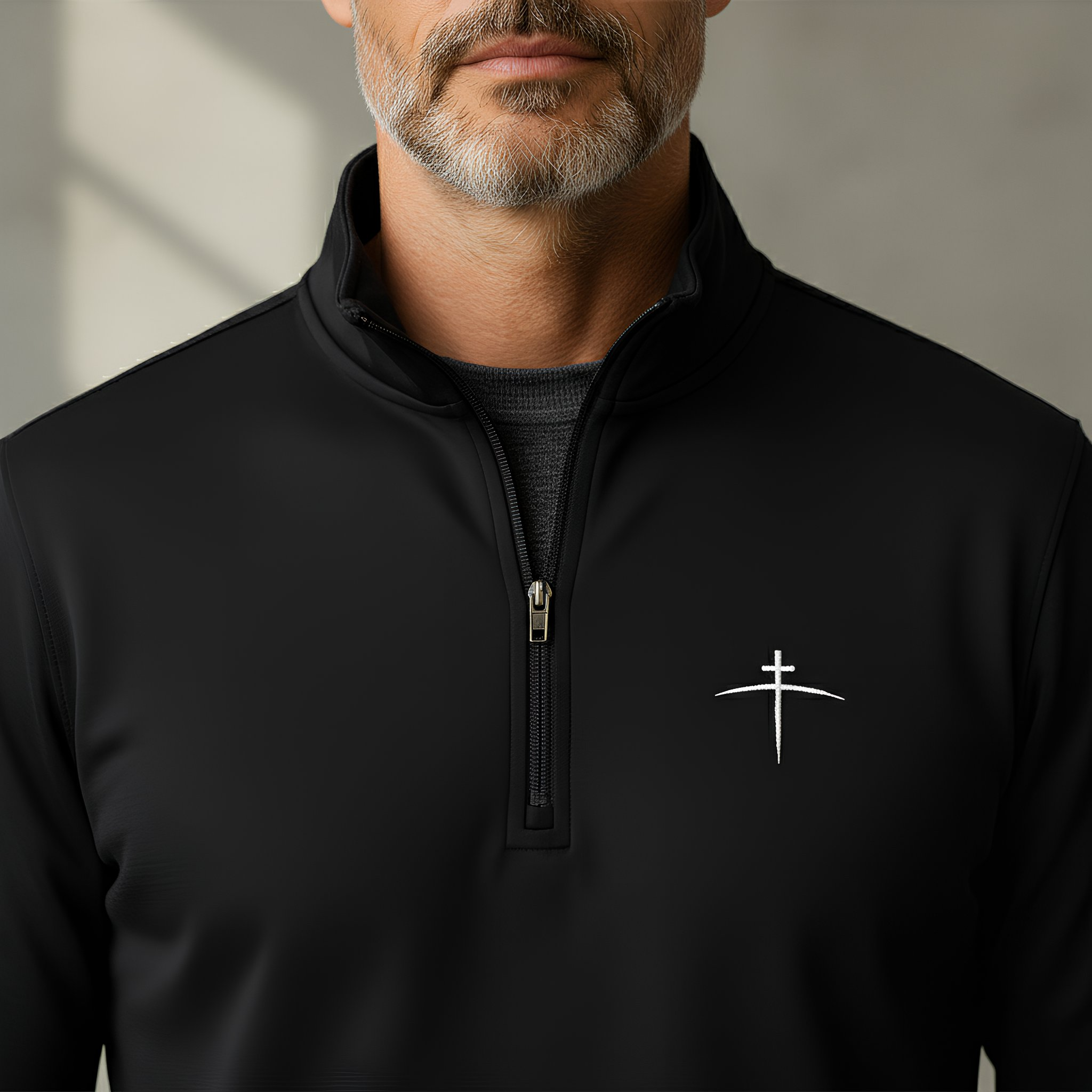 TravisMathew Black 1/4 Zip – Cross on the Horizon (Limited Drop) - Broken to Risen