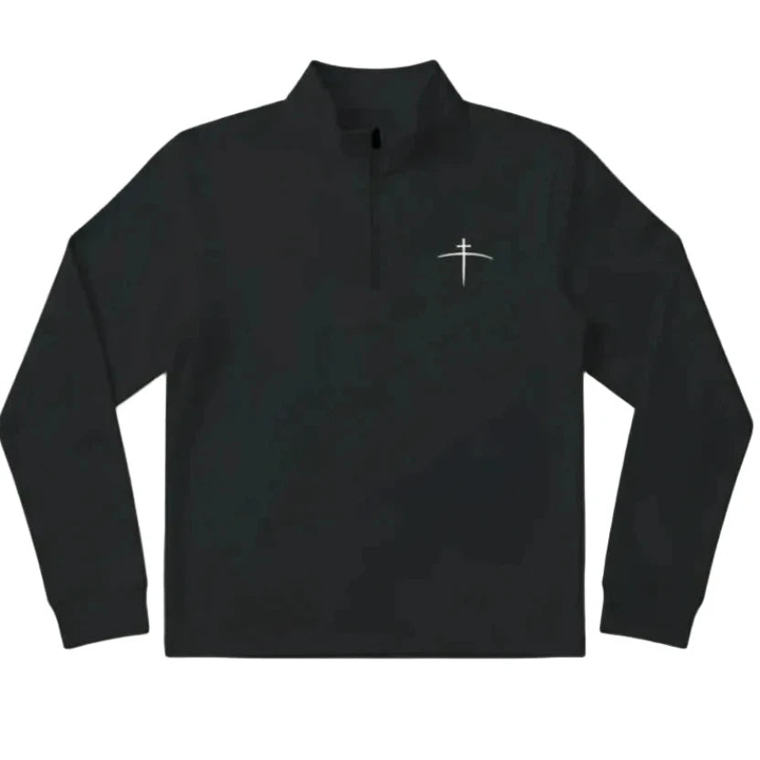 TravisMathew Black 1/4 Zip – Cross on the Horizon (Limited Drop) - Broken to Risen